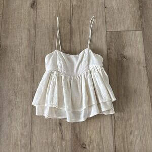 Urban Outfitters Out From Under Ruffle Tank Top Size XS Babydoll Cami Ivory